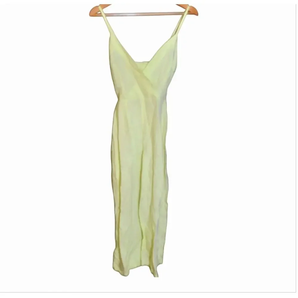 Zara Womens Yellow Back Zip Linen Blend Sleeveless Jumpsuit Size XS